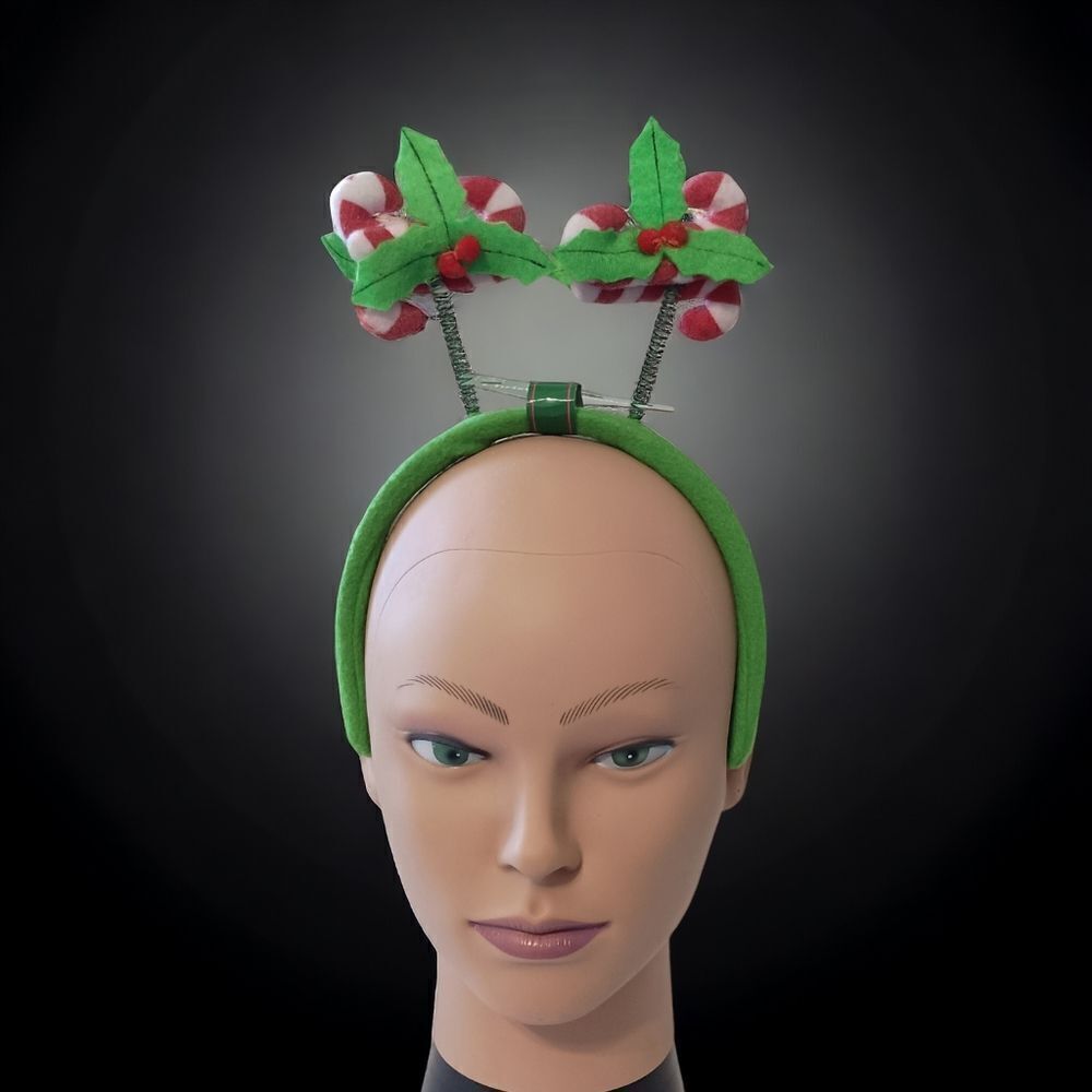Christmas Bopper‎ Headband Candycane Holly Berry Christmas House Felt Jiggly